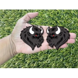 Badge Addictz Bison Buffalo Emblem Badges Red Eye White Horns Matte/Black Racing Performance