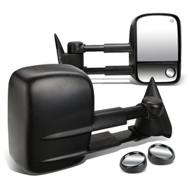 Auto Dynasty Compatible with Silverado/GMC Sierra Black Powered Heated Glass Manual Extendable Towing Side+Blind Spot Mirror wBezel