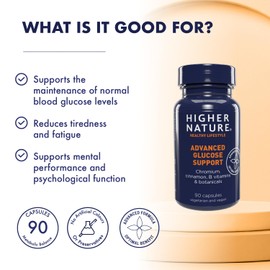 Higher Nature - Advanced Glucose Support - Healthy Weight & Metabolism - Vegetarian & Vegan - 90 Capsules