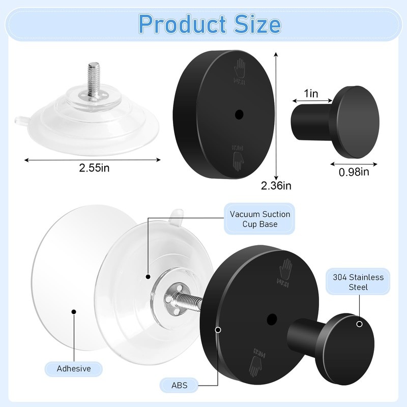 Jadkysarh Suction Cup Hooks for Shower, Heavy Duty Suction Towel