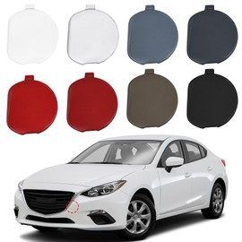 TOPUS Front Bumper Tow Hook Cover for Mazda 3 Axela 2014 2015 2016 Towing Eye Cap Trailer Hitch Cover BHN1-50-A11-BB BHN150A11BB (White, Left Driver Side)