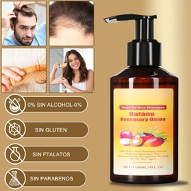 2PC Shampoo Romero, Batana Rosemary Onion 3 en 1 Shampoo, Champú de Batana, para hombres y mujeres, evita la pérdida de cabello seco y cabello para