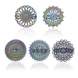 KATIMI Pack of 5 Vintage Cardigan Clip, Retro Cape Cinch Clip, Pullover Scarf Clips for Clothing, Flowers, Rhinestone Pullover Clips, Creative Hollow Brooch Closure for Women Girls (Colourful), Metal