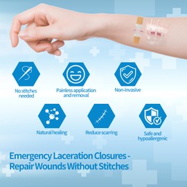 Emergency Laceration Closures, Zipstitch Wound Closure Device (2 Set) - Laceration Repair Without Stitches, Easy to Use Wound Closure Kit for Home, Outdoors