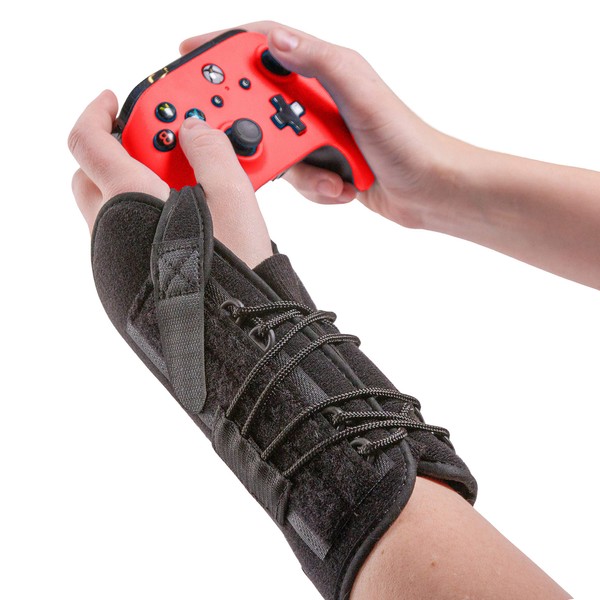 BraceAbility Gaming Wrist Brace - Video Game Support Guard for Console, Laptop, or PC Computer Keyboard and Mouse Gamer with Repetitive Strain Injury (RSI) Pain or Carpal Tunnel Syndrome (Left Hand)