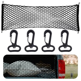 Luggage Net for Pickup Truck Loading Area, 130 x 45 cm Truck Luggage Net, Car Charging Net Cover, Organiser Holder Storage with 4 Hooks, Truck Loading Areas Accessories (Black)