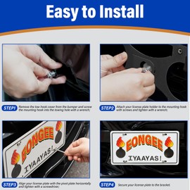 No Drill Front License Frame Compatible with Nissan Juke 2011-2018 Anti-Theft License Plate Tow Hook Mount Holder Car Tag Covers Rust-Proof, Rattle-Proof Car Accessories