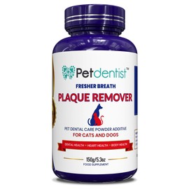 Petdentist Improved Natural Plaque Off Remover Powder for Dogs and Cats - Dental Care for Fresh Breath and Clean White Teeth -150g