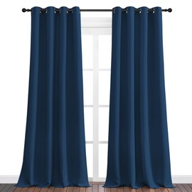 NICETOWN NICETOWN Moroccan Blue Blackout Curtains 96" Long for Office, Dining Room, Guest Room, Sound Reducing Heat and Cold Block Curtain Panels for Modern Room Decorative (55" Wide, 2 Pieces)
