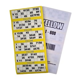 Bingosupermarket Bingo Tickets 600 Pad 6 To a Sheet 1-90 Perforated (Yellow)
