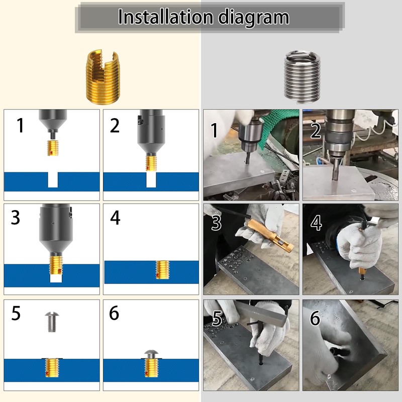 Pack of 130 Self-Tapping Thread Inserts Thread Repair Set, Insert