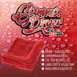 Nuke Guys Gamma Dryer S – Ultra Absorbent Handy Drying Cloth 1400 gsm Red 40 x 40 cm – Lint-Free Rounded Soft Fibres Scratch-Free – Premium Microfibre Cloth for Cars, Motorcycles, Bicycles