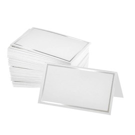 Place Cards, Name Place Cards, Blank Place Cards for Table, Name Cards for Table Setting Christmas Place Cards Wedding Decor Foldable Paper DIY Dinner Party Reception Seating(Color:50 Pcs, Silver)