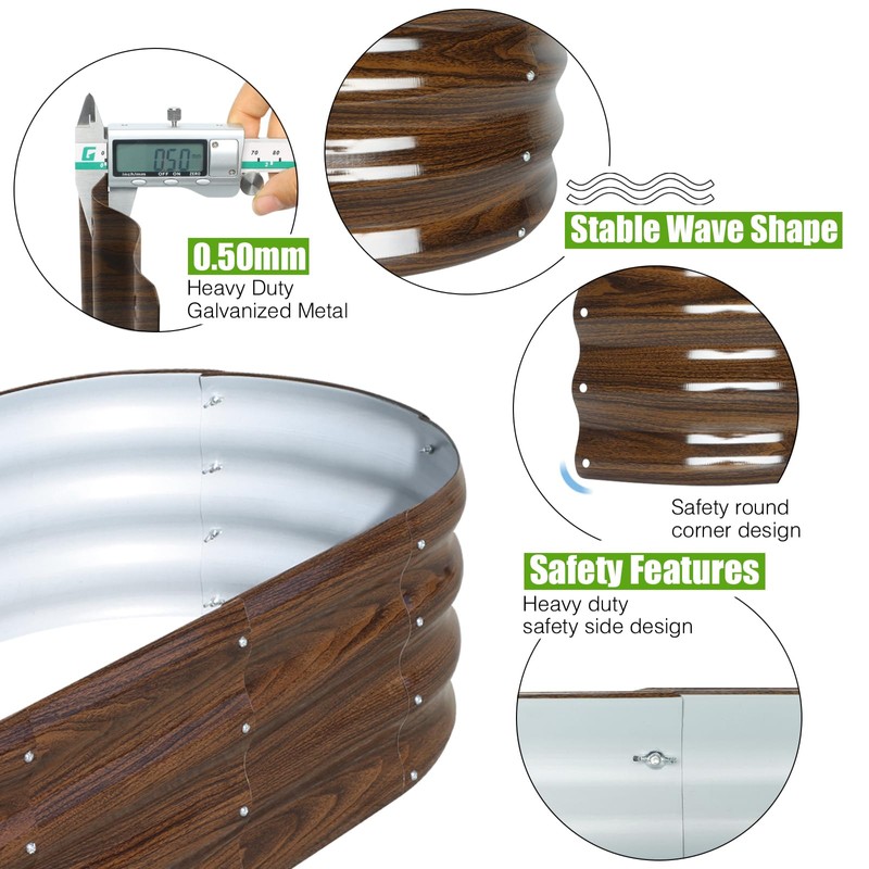 SnugNiture Galvanized Raised Garden Bed, 4x2x1ft Oval Metal Planter Box