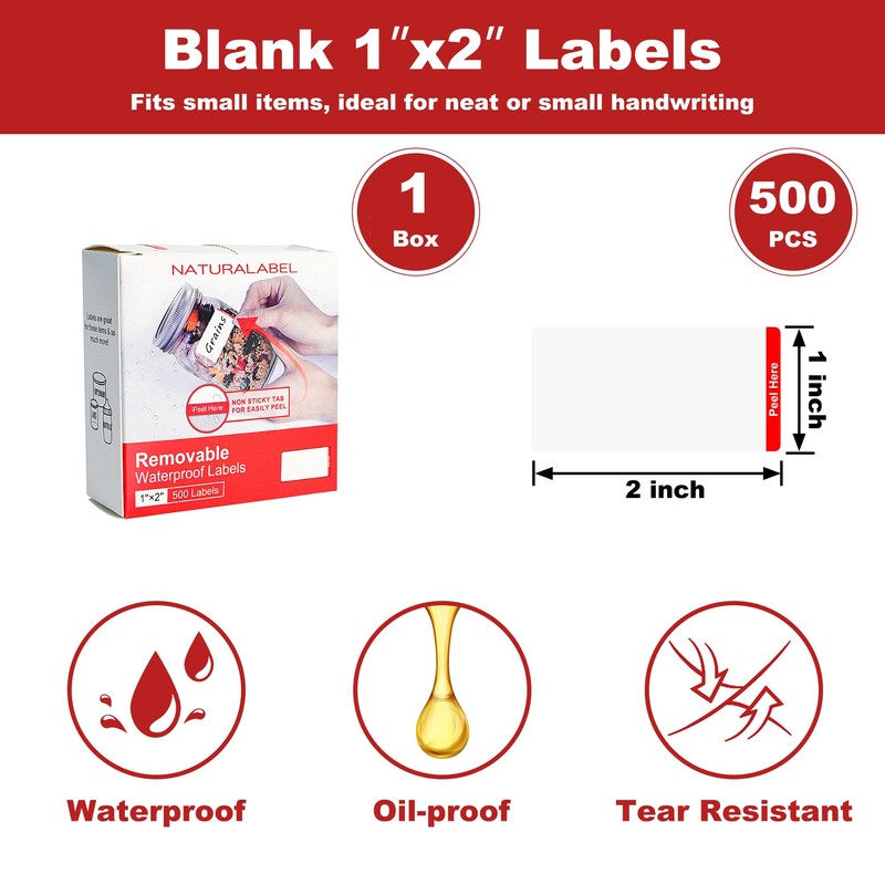 NATURALABEL 500 PCS Blank Removable Freezer Labels with Dispenser -