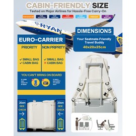 Vacuum Travel Backpack for Women, Cabin Bags 40x20x25 for Ryanair, Travel Hand Luggage Backpack Carry-ons Bag with Vacuum Compression Beige