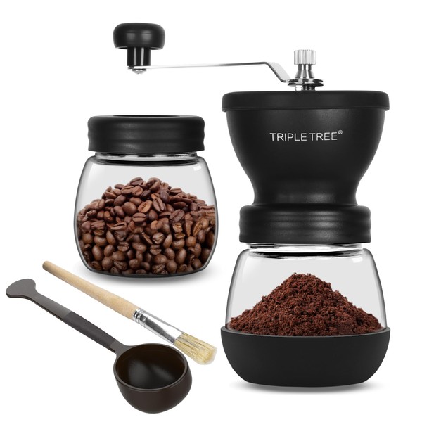 Manual Coffee Grinder with Ceramic Burrs and Lengthen Stainless Steel