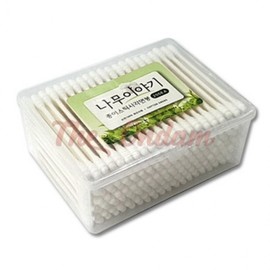 The Ondam Paper Stick Square Swirl Baby Cotton Swabs, 200 Count Sterilized Cotton Swab 2ea