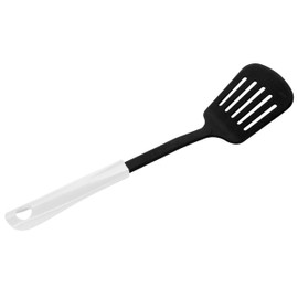 Fackelmann ARCADALINA Slotted Turner, Flipping & Turning, Cooking Spatula, Fish Slice, Burger Flipper, Egg Turner, Anti-Scratch, Non-Stick, Heat-Resistant, Dishwasher Safe, Black & White, 33.5x8x4.5cm