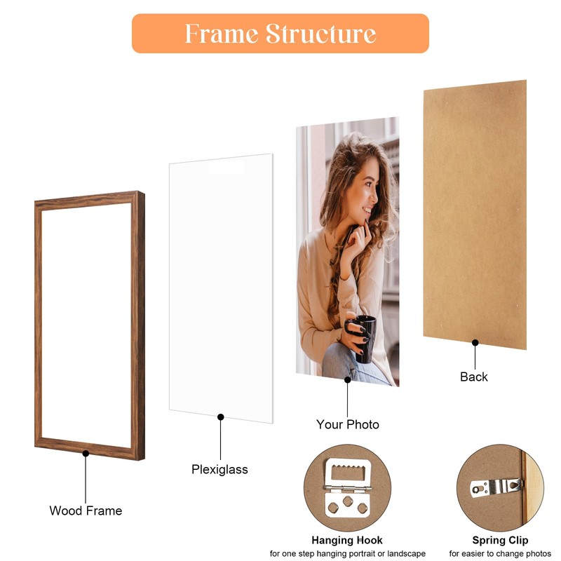 MOUDAMION 10x12 Wood Frame Brown, Natural Wooden 12x10in Picture Frames,