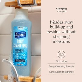 Suave Champú clarificante, paquete de 4 unidades de tamaño familiar, champú de limpieza profunda diaria con pH equilibrado e hipoalergénico para cabel