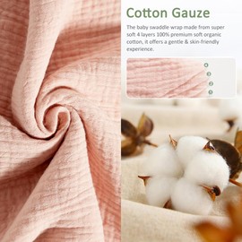 GamaBunta NARUTOO Baby Swaddle Wrap, Newborn Swaddle Blanket Wrap with Breathable Organic Cotton, Adjustable Wider Velcro Baby Swaddle Blanket, Baby Essentials for 0-6 Months Baby (Pink, 0-3 Months)