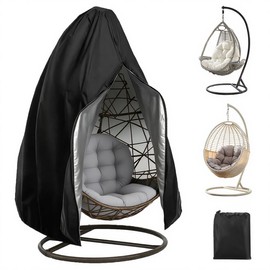 Fiabgum Hanging Chair Cover, Cover for Floating Chair, Outdoor 210D Oxford Fabric Tarpaulin with Zip, Drawstring, Waterproof, Windproof, UV-Resistant, Hanging Chair Protective Cover, 190 x 115 cm