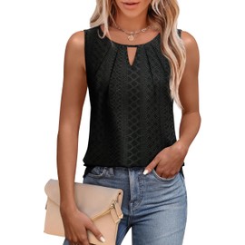 WIHOLL Sleeveless Tops Women Summer Black Tank Top Business Casual Basic Loose Dressy Clothes Loose Fit M