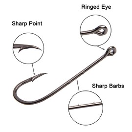 JSHANMEI Baitholder Fishing Hooks Long Shank Beak Bait Holder Hooks Black Offset Jig Fishing Hooks with 2 Barbs,Size:4#-6/0 (2#-100PCS)