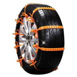 2025 Reusable Anti Skid Snow Tire Chains Car Winter Wheels Chain Universal Cable Tire Belts, Nylon Non-Slip Zip Tie Tires Chain Emergency for Auto Pickup Trucks Suv on Ice Sand Mud Rain Road (Orange)