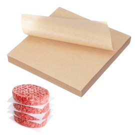 sourcing map 250 Pcs Unbleached Parchment Paper Baking Sheets Squares, 5.1 Inch Hamburger Patty Paper, for Baking Grilling or Meat Storage, Wood Color