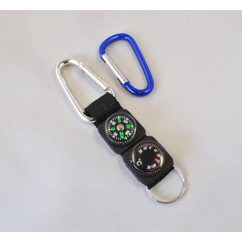 Aluminum Carabiner Hook Bearing Magnet Thermometer Keychain Wrist Compass [SanSanYa]
