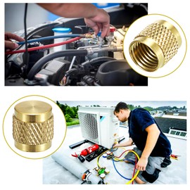 Sumnacon 1/4 Flare Cap 60 Pcs HVAC Valve Caps with Neoprene O Ring Seal Round Brass for 1/4" Pipes/Valves AC Service Valve Cap or Refrigerant Locking Caps for Air Conditioner,Auto A/C,Refrigeration