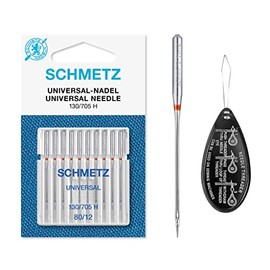Sewing Machine Needles Schmetz - Universal (Regular), Pack of 10, Size: 80/12, Single Packet, Includes Large Schmetz Needle Threader