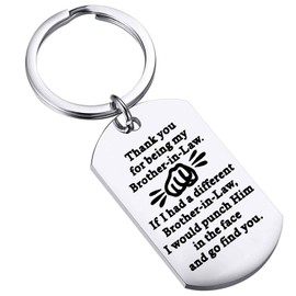 BEKECH Brother-in-Law Gifts Brother Keychain Thank You For Being My Brother-in-law Keychain Wedding Gift Jewelry Brother of The Bride Gift from Sister-in-Law (silver)