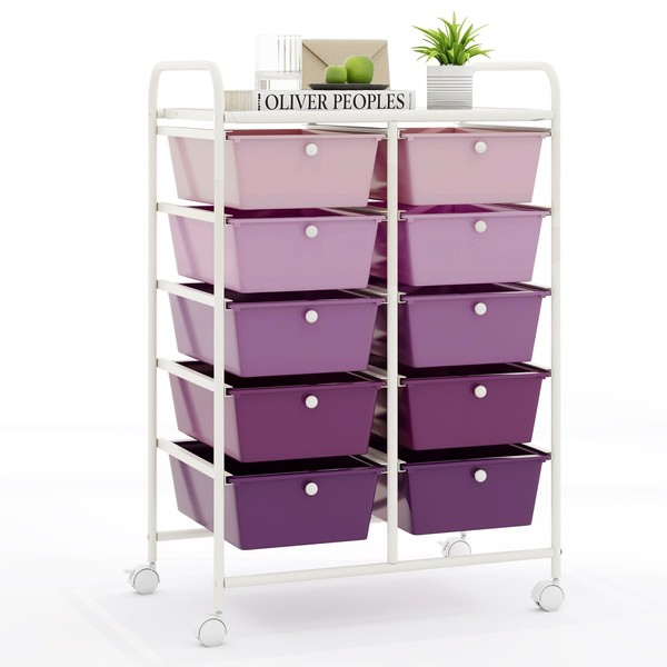 RELAX4LIFE 10-Drawer Rolling Storage Cart - Mobile Craft Art Supply