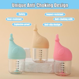 Kitten Bottle Feeding Kit for Nursing, Milk Bottles for Feeding Newborn Puppies,Anti-chocking Design with 3pcs Replaceable Nipples, Cute Elephant Shape for Nursing Small Animals Pets (Pink, 50ML)