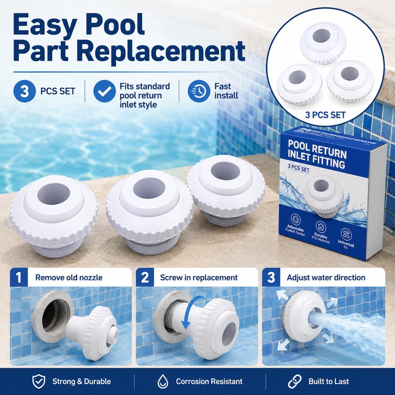 3-Pack Pool Jet Nozzles for Water Flow Control – Adjustable