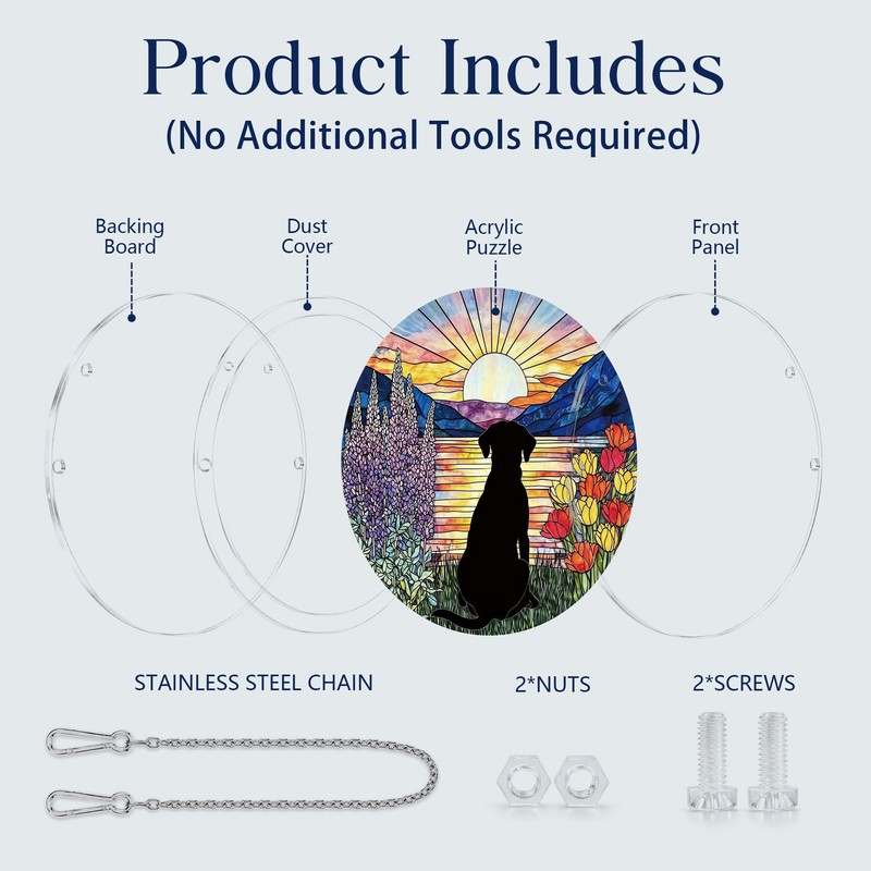 Acrylic Puzzle Jigsaw Suncatchers Dog Silhouette DIY Stained Glass Decor