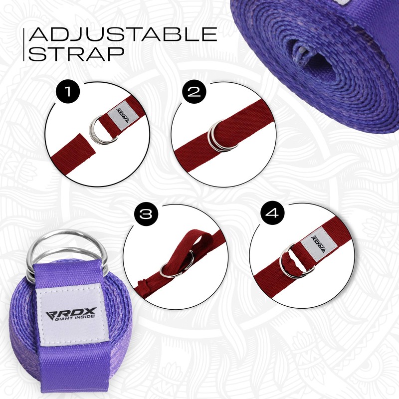 RDX 8ft Yoga Strap with D-Ring Buckle, Durable Polyester Cotton