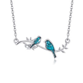 HUKKUN Bird necklace 925 Sterling Silver Two Birds Necklace for Women Gifts for Bird Lover