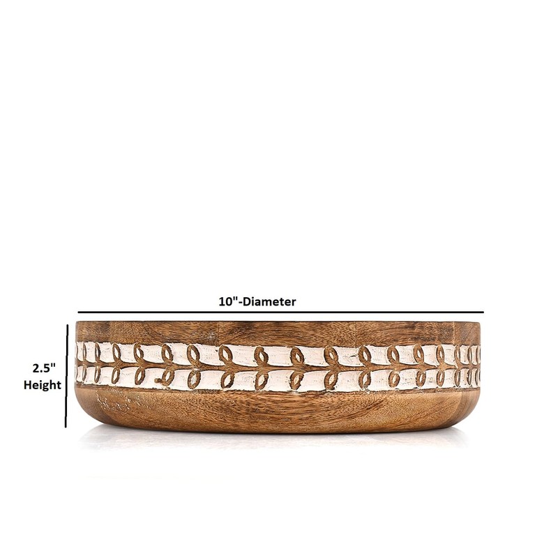 BHAVATU Fruit Bowl Mango Wood Kitchen Counter & Dining Table