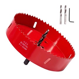 KINJOEK 6 Inches 152 mm HSS BI-Metal Hole Saw Heavy Duty Steel Cornhole Boards Hole Saw Blade Corn Hole Drilling Tool Drill Bit Saw for Cornhole Game, Red