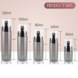 GIVITASOT 3Pack Small Spray Bottle, 4oz Black Plastic Fine Mist Mini Spray Bottles, Empty Refillable Travel Bottles for Hair, Cleaning, Salons, Planting, Skin Care