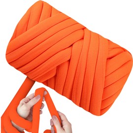 Maxee Thick Wool Yarn, 500 g, Chunky XXL Wool for Hand Knitting, Tube Yarn, Arm Knitting, Knitting Wool, Bulky Textile Yarn for Crocheting, Baskets, Blankets, Cushions, Backpack, Pet Basket, Orange