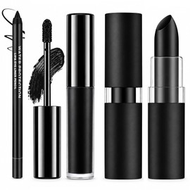 3PCS Black Lipstick Lipliner Lip Gloss Set for Halloween Makeup