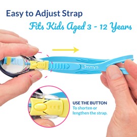 Limmys Kids Swimming Goggles for Kids Age 3-12 - Anti-fog Kids Goggles with Adjustable Strap, Flexible Nose Bridge & UV Protection - Goggles Kids with included Protection Case for Storage after Use