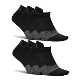 Feetures Elite Ultra Light Cushion Ankle Socks - Sport Sock with Targeted Compression - New Black, M (6 Pair)