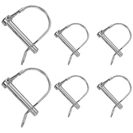 6 Pcs 6mm X 35mm D Shape Locking Pins, Heavy Duty Wire Lock Pins with Round Arch Safety Coupler - Anti-Corrosion Hitch Pins for Tractors, Farm Trailers, Lawn & Industrial Machinery