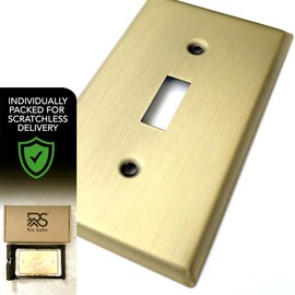 Rio Salto BRASS Metal Antique Gold Toggle Light Switch Covers Wall Plate MIDSIZE Single Togle Switch Wall Plate Single Gang Toggle Switch Vintage Matte Gold (Toggle, 1-Gang)